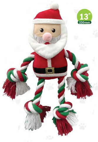 Show and Tail - Christmas Plush dog play toy, The Santa's Yelper - with Pull Me and I Rope function and Squeaker belly - Festive Dog Toy 13 Inch. Show and Tail - Christmas Plush dog play toy, The Santa's Yelper - with Pull Me and I Rope function and Squeaker belly - Festive Dog Toy 13 Inch.
