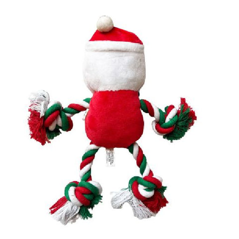 Show and Tail - Christmas Plush dog play toy, The Santa's Yelper - with Pull Me and I Rope function and Squeaker belly - Festive Dog Toy 13 Inch.