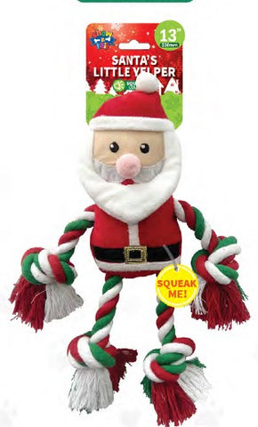 Show and Tail - Christmas Plush dog play toy, The Santa's Yelper - with Pull Me and I Rope function and Squeaker belly - Festive Dog Toy 13 Inch. Show and Tail - Christmas Plush dog play toy, The Santa's Yelper - with Pull Me and I Rope function and Squeaker belly - Festive Dog Toy 13 Inch.