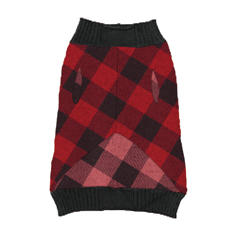 May Your Days Be Snuggly and Bright Dog Holiday Sweater - Plaid Pattern In Shades Of Red
