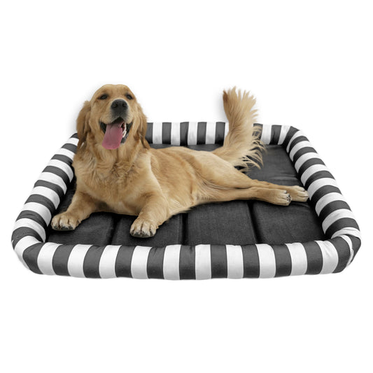 Durable Crate Dog Mat Black and White Stripe