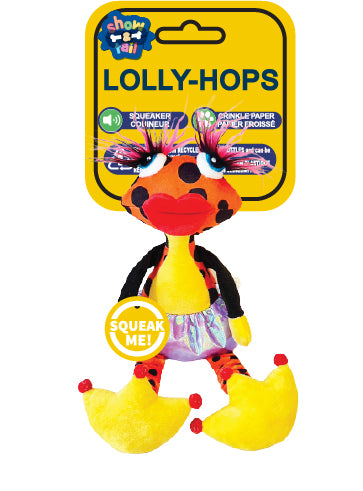 Show and Tail - Summer Plush toy, "Lolly-Hops" with durable squeaker inside - 16 - inch Festive Dog Toy.