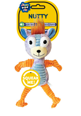 Show and Tail - Summer Plush toy, "Nutty" with durable squeaker inside - 16 - inch Festive Dog Toy.