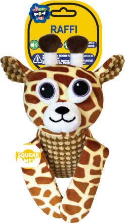Show and Tail - Summer Plush toy, "Raffi" with durable squeaker inside - 14 -inch Festive Dog Toy.