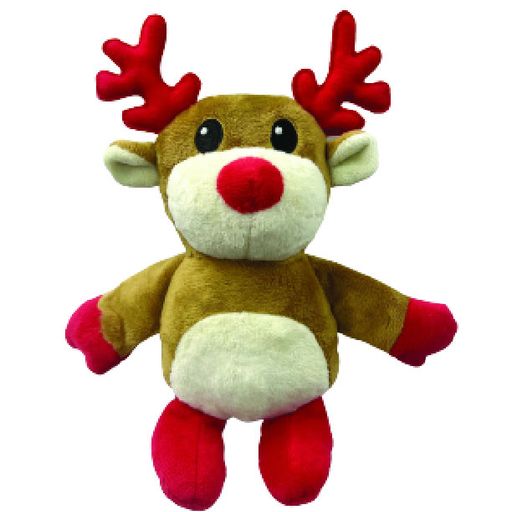 Show and Tail - Christmas Plush dog play toy, The Chrismutt Reindeer - with squeaker belly and stretchy crinkle crunch Hand and Leg - Festive Dog Toy.