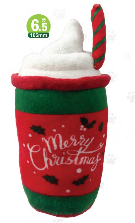 Show and Tail - Christmas Plush dog play toy, "Frosting The Ice-Cream" with durable squeaker inside the icecream top - 6.5-inch Festive Dog Toy.