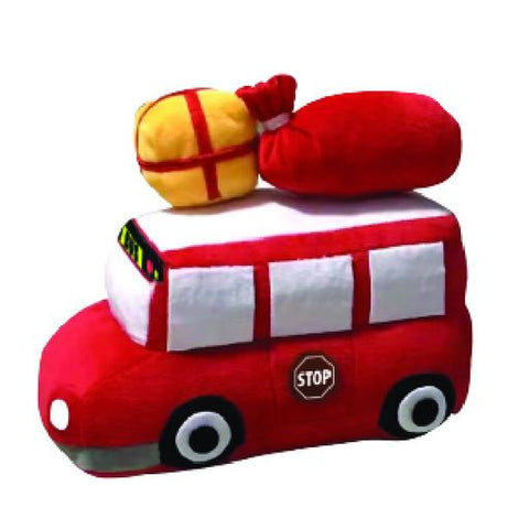 Show and Tail - Christmas Plush dog play toy, The Kiddle Express - with school bus plush toy with durable Squeaker in the middle - Festive Dog Toy 9 Inch.