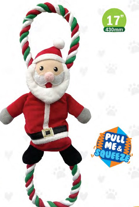 Show and Tail - Christmas Plush dog play toy, The Snow Dasher - with Pull Me and I function and crinkle crunch - Festive Dog Toy 17 Inch.